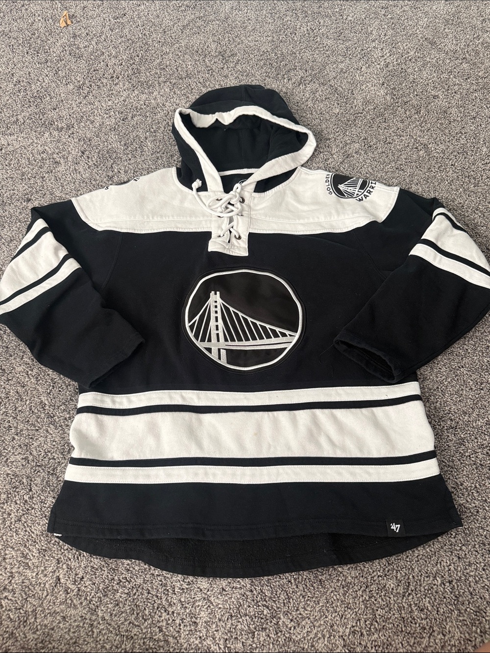 Golden State Warriors Black & White Hoodie with Bridge Logo